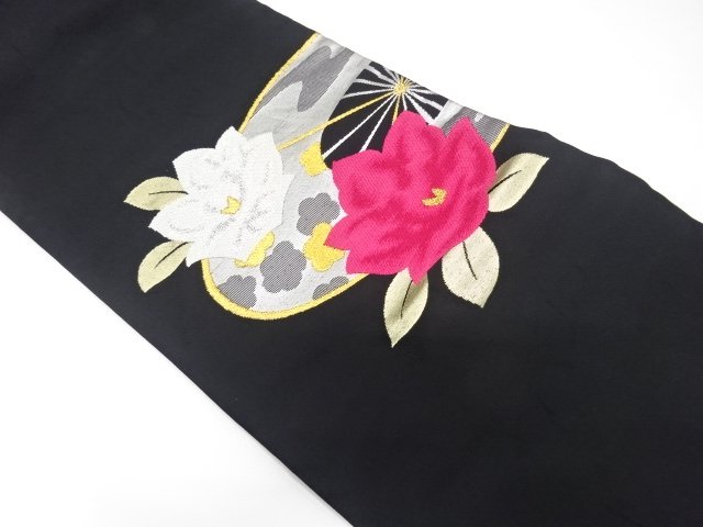 JAPANESEKIMONO / ANTIQUE ANTIQUE FAN / WOVEN FLORAL PATTERN NAGOYA OBI